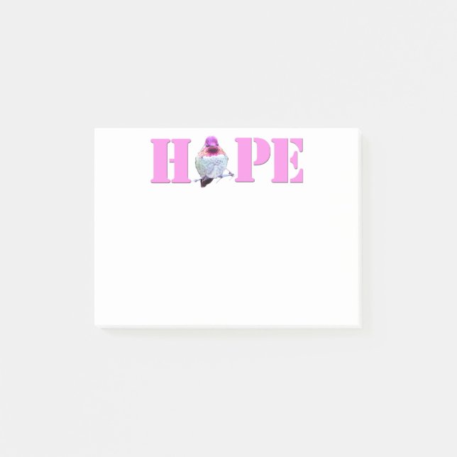 Pink HOPE Hummingbird Photo 4x3 Notes (Front)