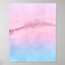Pink Horizon Abstract Watercolor Landscape Art