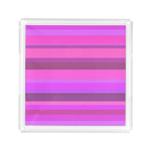 Pink horizontal stripes acrylic tray