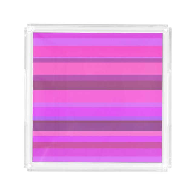 Pink horizontal stripes acrylic tray (Front)