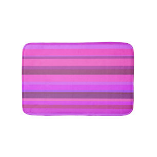 Pink horizontal stripes bathroom mat