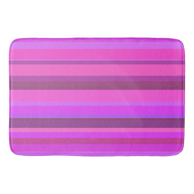 Pink horizontal stripes bathroom mat (Front)