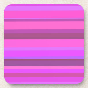 Pink horizontal stripes beverage coaster