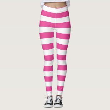 Pink Horizontal Stripes Leggings by DavidsZazzle at Zazzle