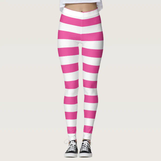 Pink Horizontal Stripes Leggings | Zazzle