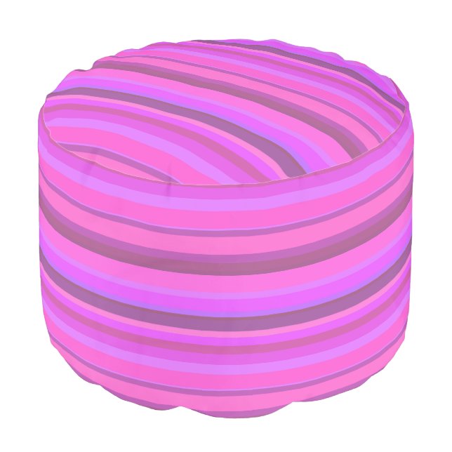 Pink horizontal stripes pouf (Angled Front)