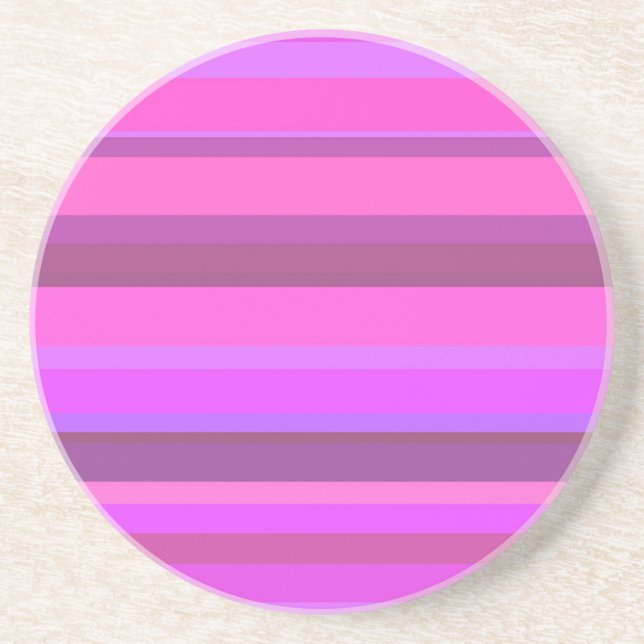 Pink horizontal stripes sandstone coaster (Front)