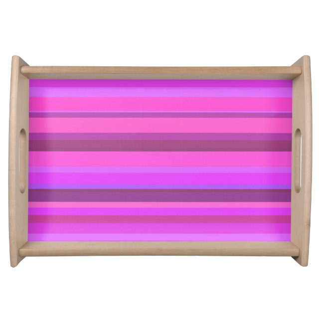 Pink horizontal stripes serving tray (Front)