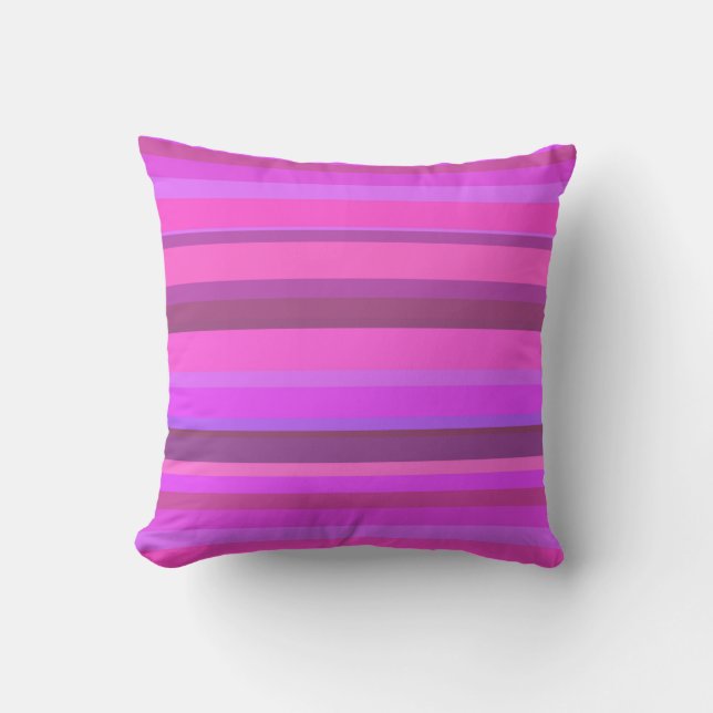 Pink horizontal stripes throw pillow (Front)