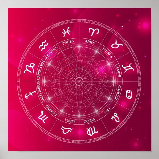 Pink Horoscope Astrology wheel chart | Zazzle.com