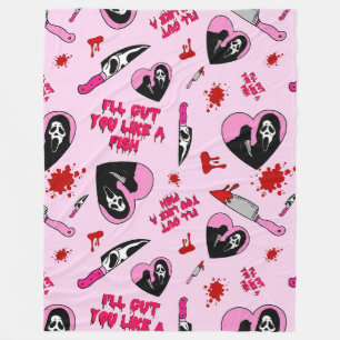 Pink Horror Slasher Pattern Spooky Valentine Kni Fleece Blanket