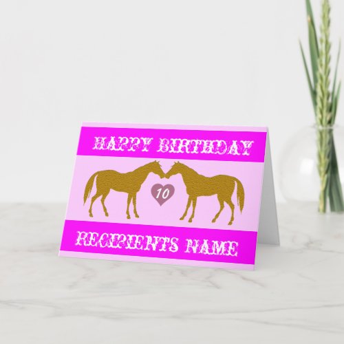 Pink Horse Age Birthday Card _ Horse Age Card 10