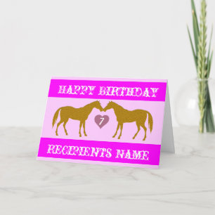 Pink Horse Age Birthday Card - Horse Age Card 7