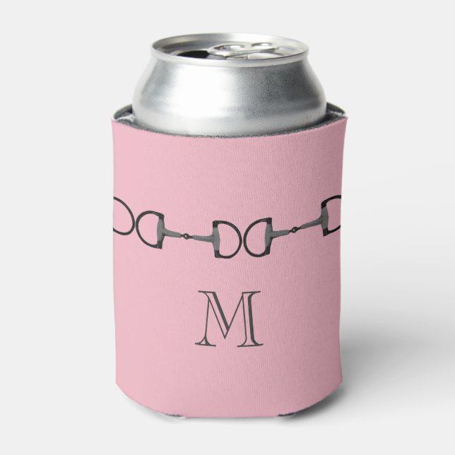 Pink Horse Bit Monogram Can Cooler (Can Front)
