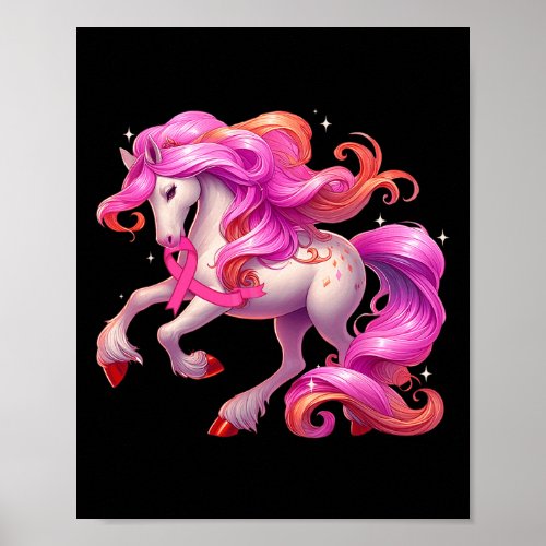 Pink Horse Breast Cancer Awareness Month Survivor  Poster