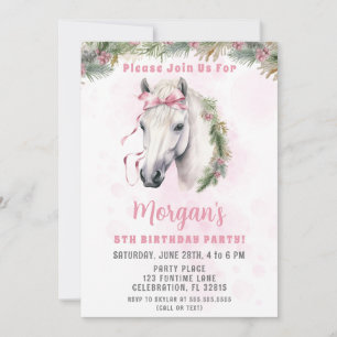Pink Horse Girl Birthday Party Invitation