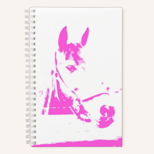 Pink Horse Head Art Silhouette Custom Name Notebook