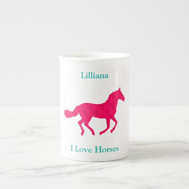 Pink Horse "I Love Horses" Specialty Mug (Front)