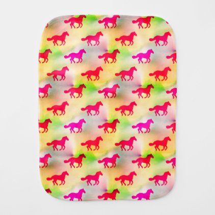 Pink Horse Lover Running Pony Equestrian Foal Burp Cloth