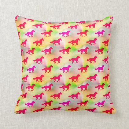 Pink Horse Lover Running Pony Equestrian Foal Throw Pillow