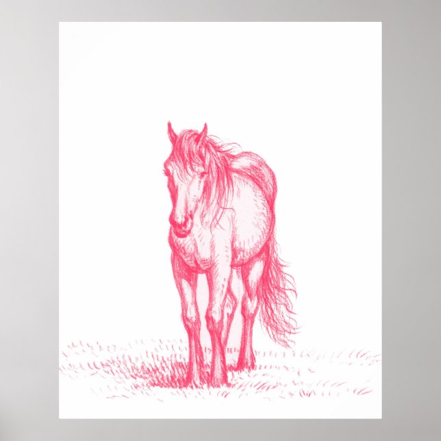 Pink Horse Sketch Poster (Front)