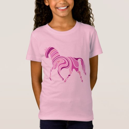 Pink Horse Striped Shades of Pink T_Shirt