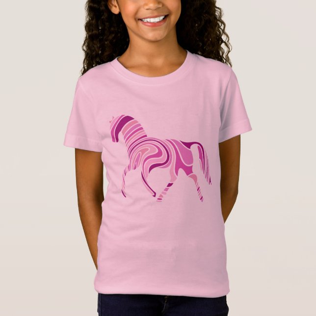 Pink Horse Striped Shades of Pink T-Shirt (Front)