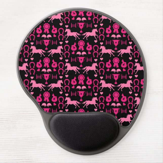 Pink Horseback Riding  Gel Mouse Pad (Front)