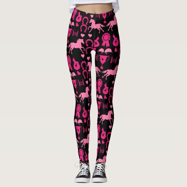 Pink Horseback Riding  Leggings (Front)