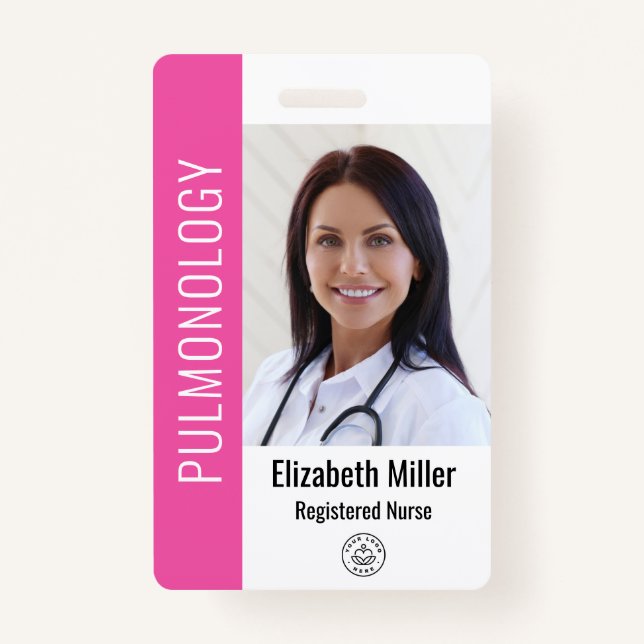 Pink Hospital Medical Employee Photo ID Badge (Front)