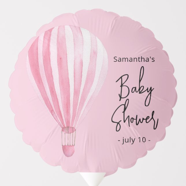 Pink hot air balloon Baby shower (Front)