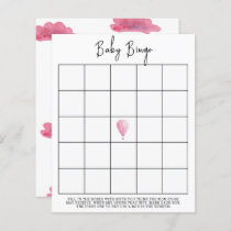 Pink hot air balloon - Baby shower bingo game