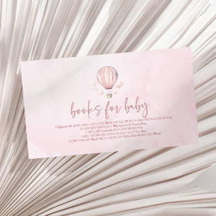 Pink Hot Air Balloon Baby Shower Books For Baby Enclosure Card