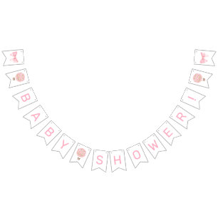 Pink Hot Air Balloon Baby Shower Bunting Flags