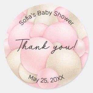Pink Hot Air Balloon Baby Shower Classic Round Sticker