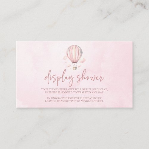Pink Hot Air Balloon Baby Shower Display Shower Enclosure Card