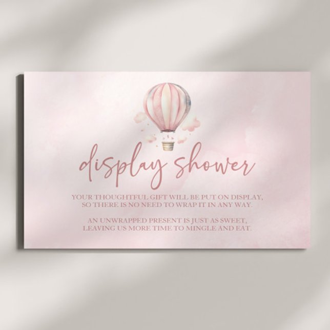 Pink Hot Air Balloon Baby Shower Display Shower Enclosure Card (Creator Uploaded)