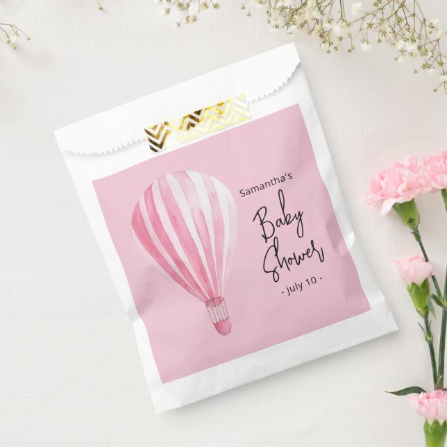 Pink hot air balloon Baby shower Favor Bag (Sealed)