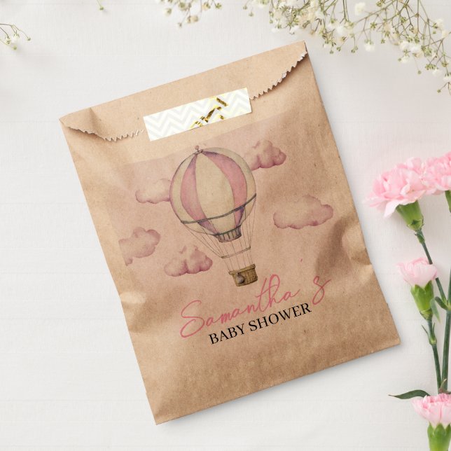 Pink Hot Air Balloon Baby Shower Favor Bags (Sealed)