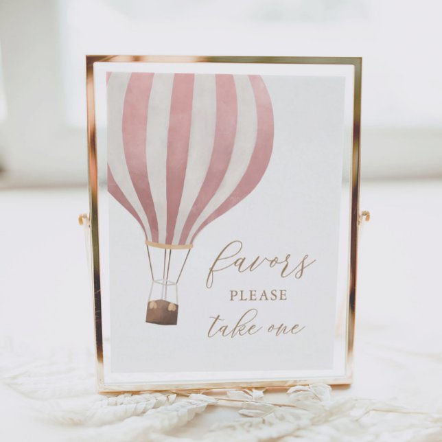 Pink Hot Air Balloon Baby Shower Favors Sign (Creator Uploaded)