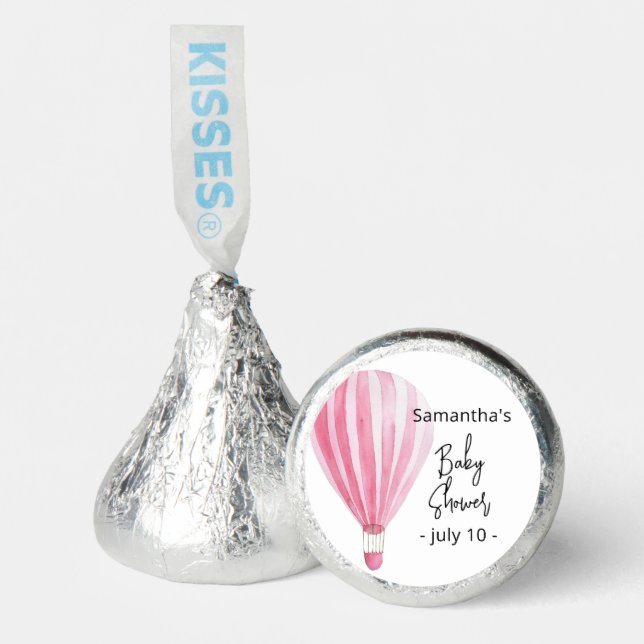 Pink hot air balloon Baby shower Hershey®'s Kisses® (Front)