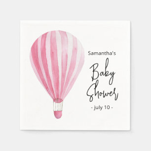 Pink hot air balloon Baby shower Napkins