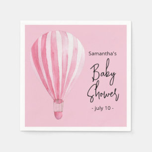 Pink hot air balloon Baby shower Napkins