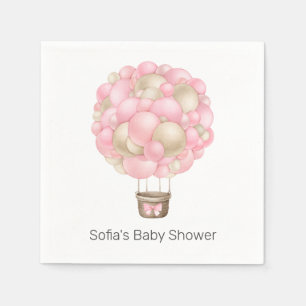 Pink Hot Air Balloon Baby Shower Napkins