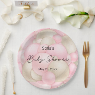 Pink Hot Air Balloon Baby Shower Paper Plates