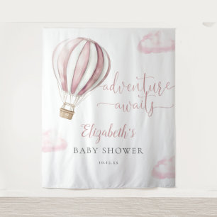 Pink Hot Air Balloon Baby Shower Photo Backdrop