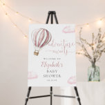 Pink Hot Air Balloon Baby Shower Welcome Sign