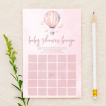 Pink Hot Air Balloon Bingo Baby Shower Game