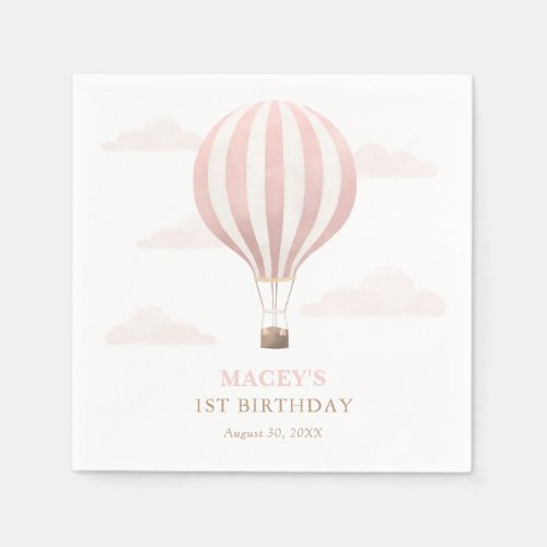 Pink Hot Air Balloon Birthday Napkins