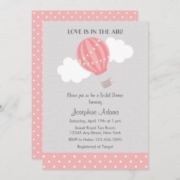 Pink Hot Air Balloon Bridal Shower Invitation by melanileestyle at Zazzle